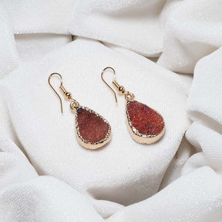 Drusy Stone Earrings Maroon