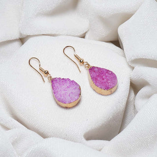Drusy Stone Earrings Pink