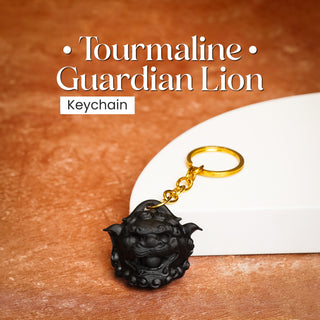 Tourmaline Guardian Lion Keychain